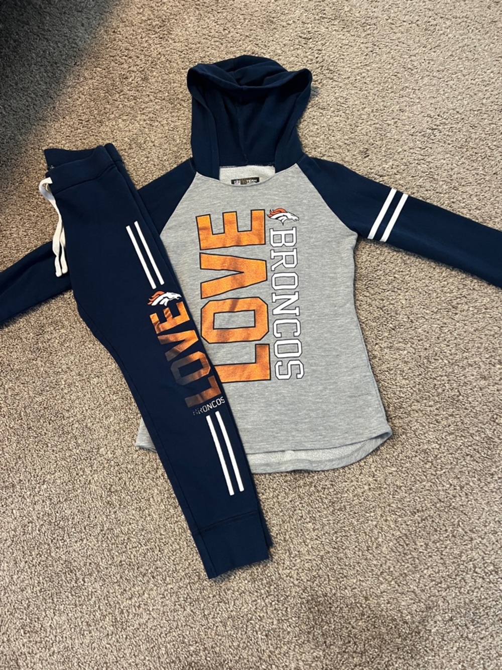 NFL Team Apparel Navy and Gray Pullover with Red Logo Accent